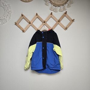 Hanna Anderson Fleece Lined Hooded Winter Colorblock Boys Jacket Size 6/7